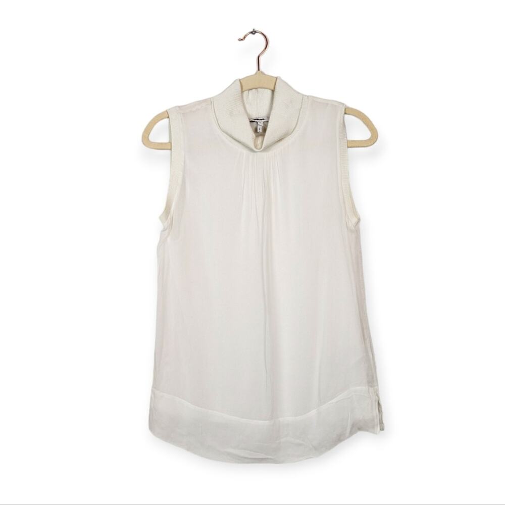 Reiss White Gilda Rollneck Gauze Sleeveless Romantic Blouse Size S